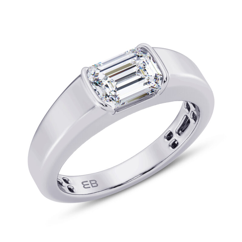1.50 cts Sleeping Emerald Men's Lab Diamond Ring