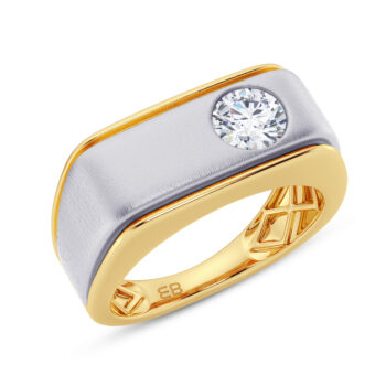 Solid Two Tone Men's Lab Diamond Ring