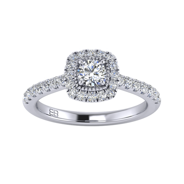 Princess Halo Engagement Ring