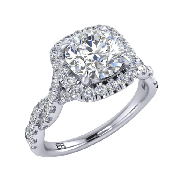 Braided Halo Diamond Ring