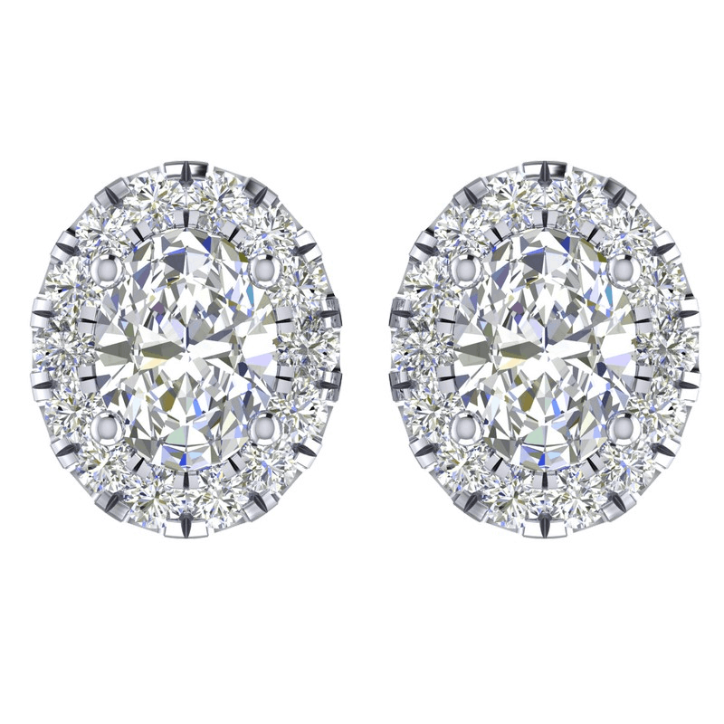 Oval Platinum Diamond Earrings Studs JL PT E 188