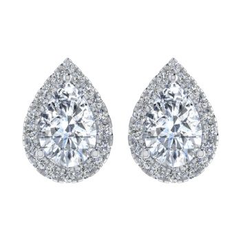 Pear Halo Diamond Earring