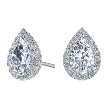 Pear Halo Diamond Earring