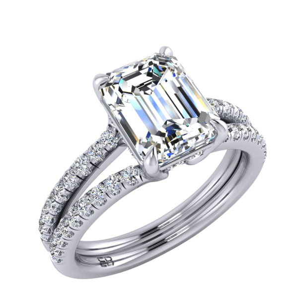 Split Shank Emerald Engagement Ring
