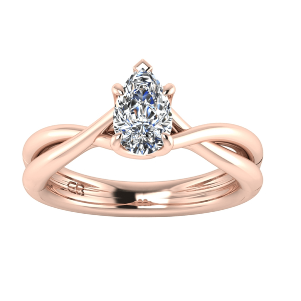 Intertwined Pear Solitaire Ring