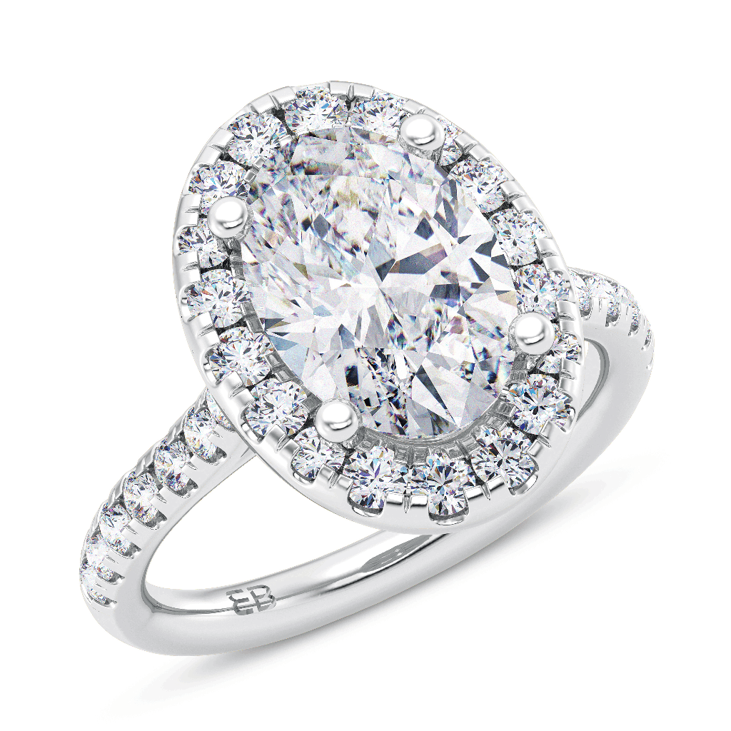 0.30cts. Solitaire Single Halo Diamond Shank Platinum Engagement Ring