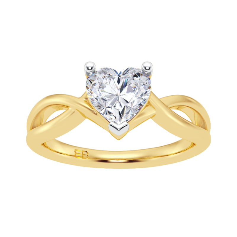 Twisted Shank Heart Solitaire Ring