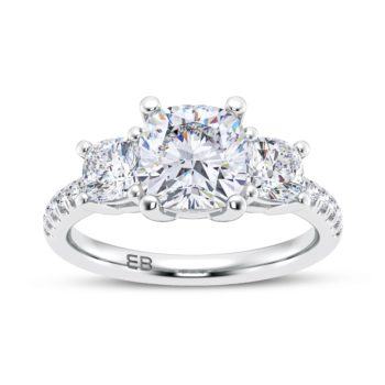 Round Brilliant Engagement Ring with a Pavé Diamond Platinum Band