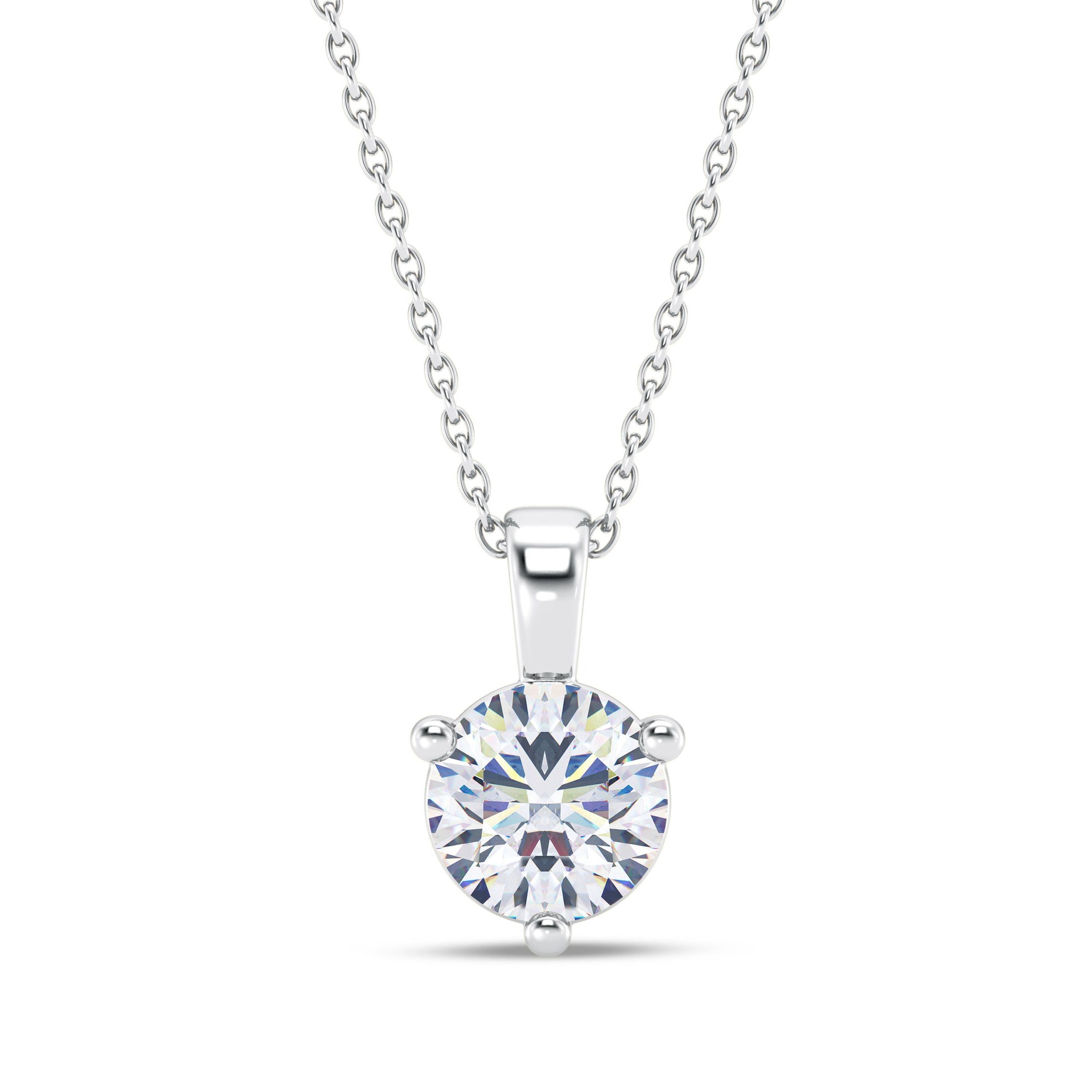 Round Diamond Solitaire Pendant Necklace 14K White Gold (1 Ct,E Color,Vs2  Clarity) IGL Certified