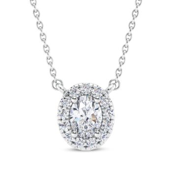 Oval Halo Diamond Pendant