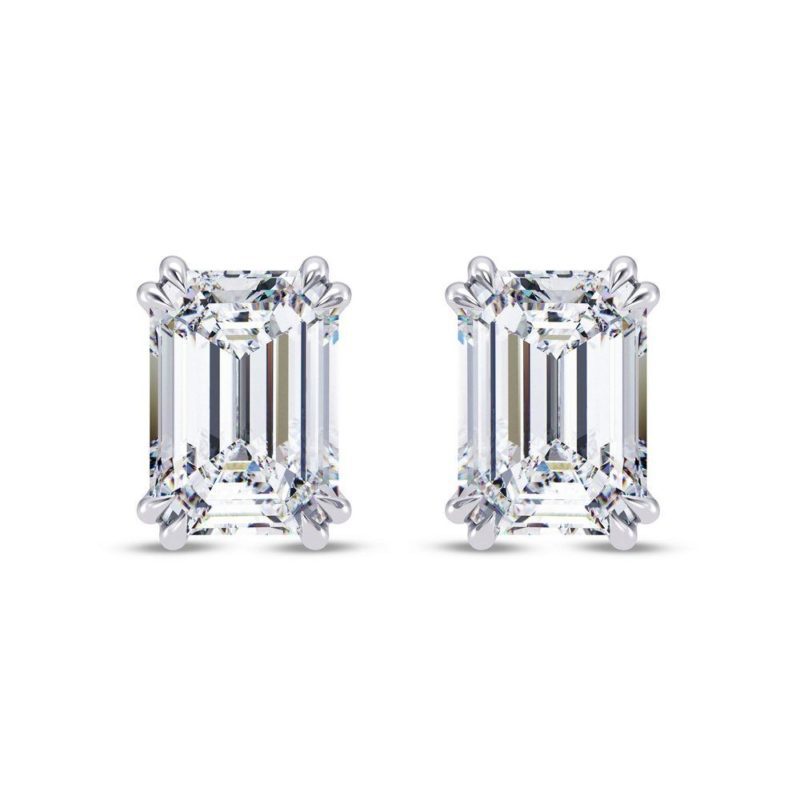 Emerald Duo Claw Diamond Earring