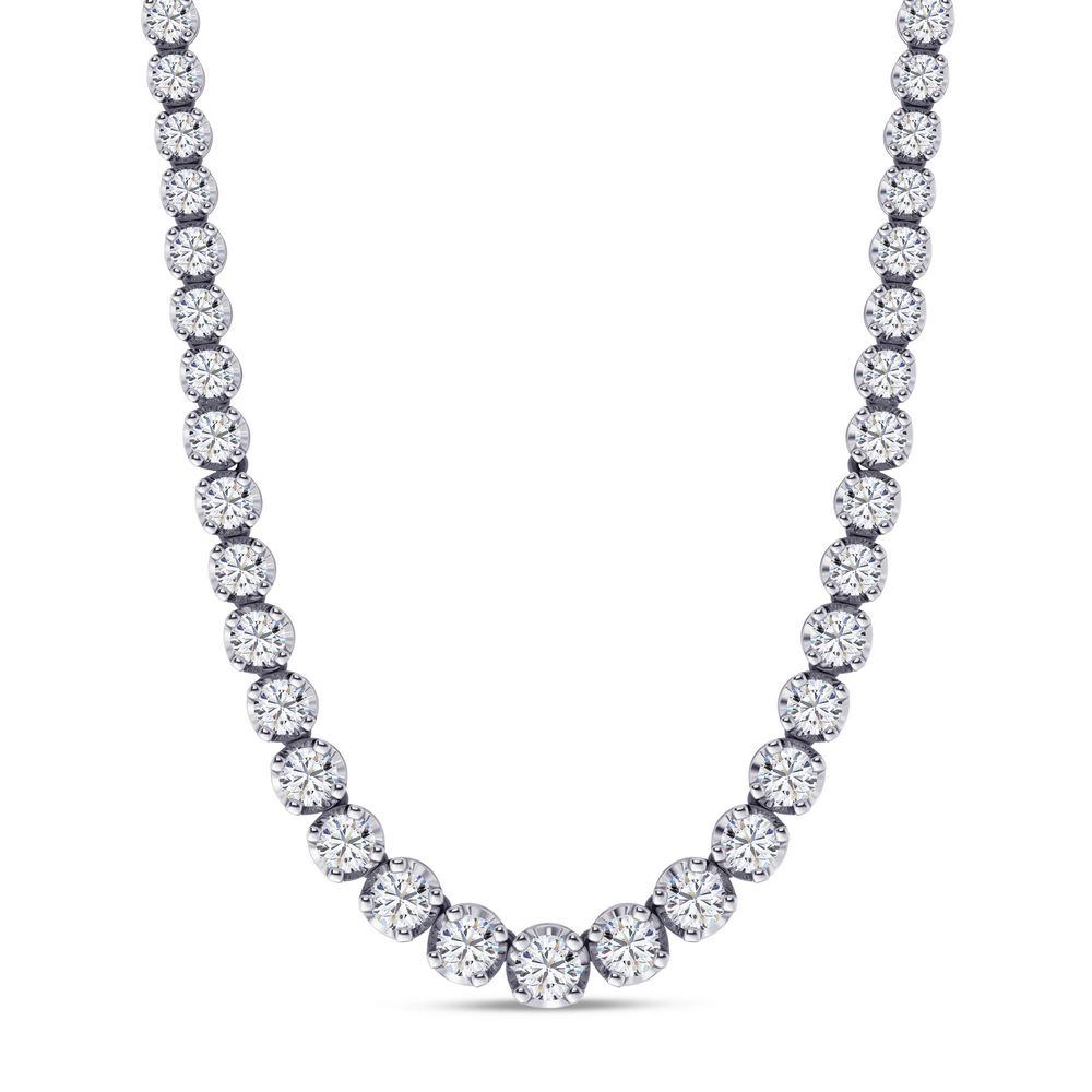Heart Diamond Clustered Tennis Necklace - White Gold – Huerta Jewelry