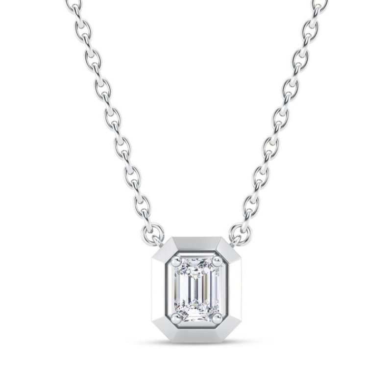 Emerald Bezel Diamond Pendant