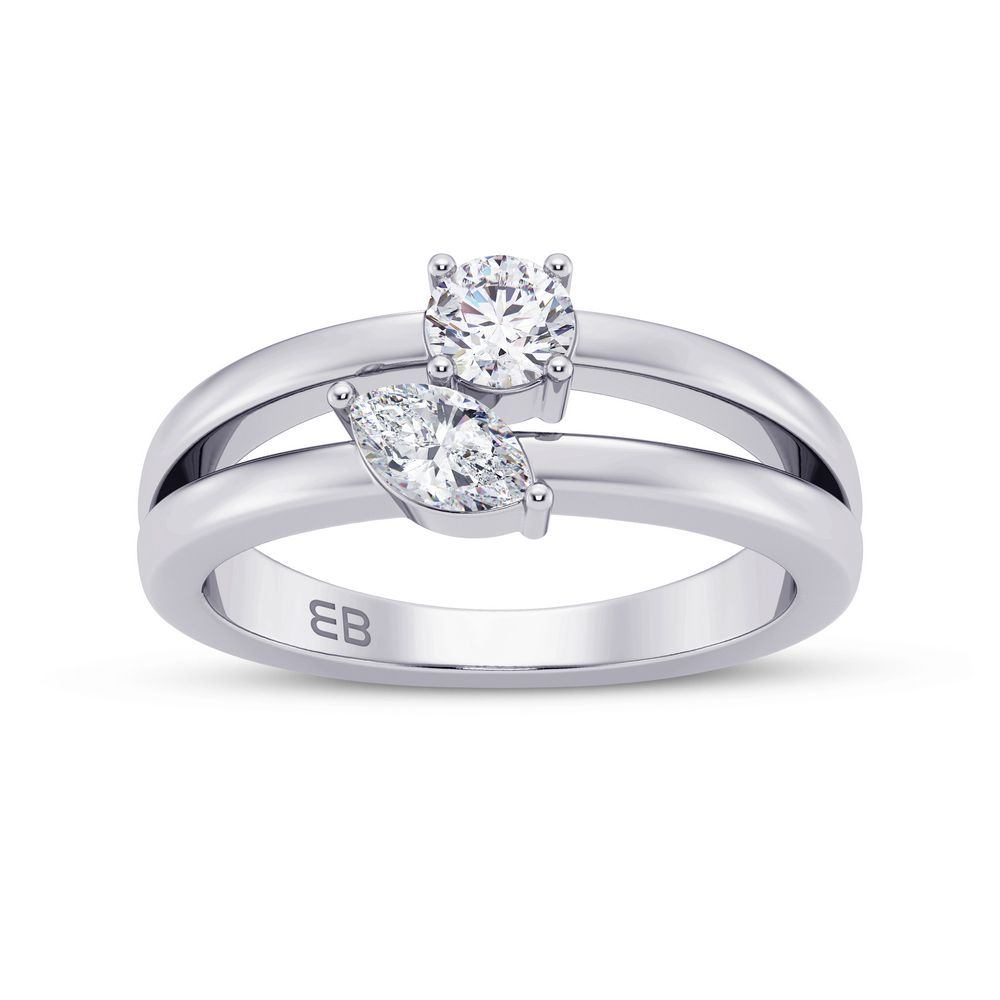 Round & Pear Twirl Two Stone Ring | Everbrite Jewellery