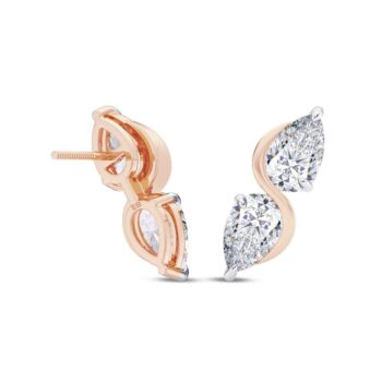 Drop Ribbon Two Stone Earring