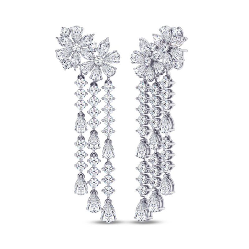 Duo Floral Diamond Dangler Earring