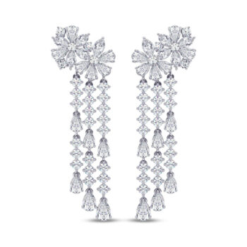 Duo Floral Diamond Dangler Earring