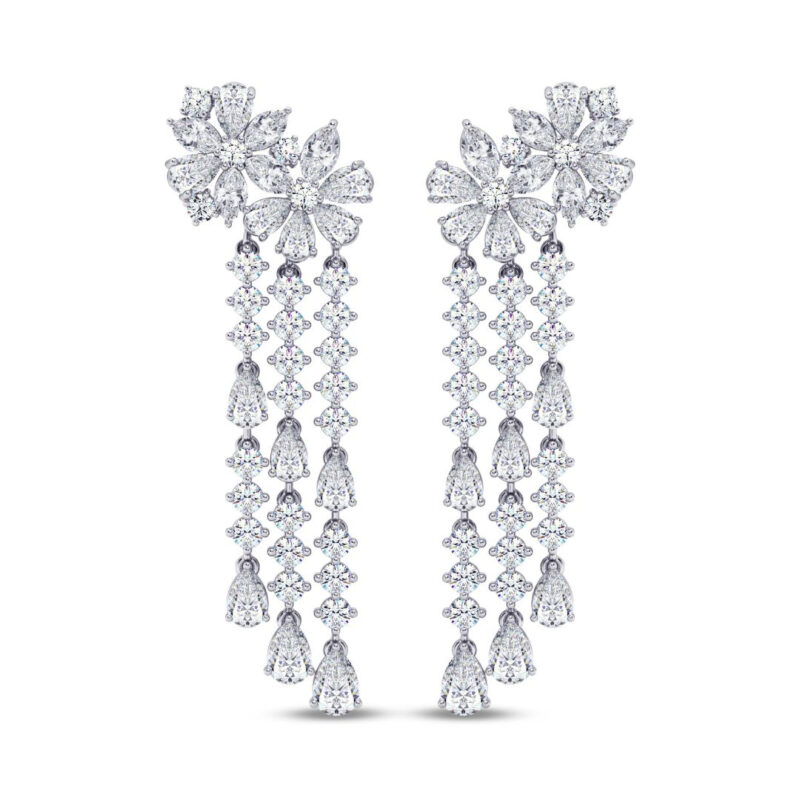 Duo Floral Diamond Dangler Earring