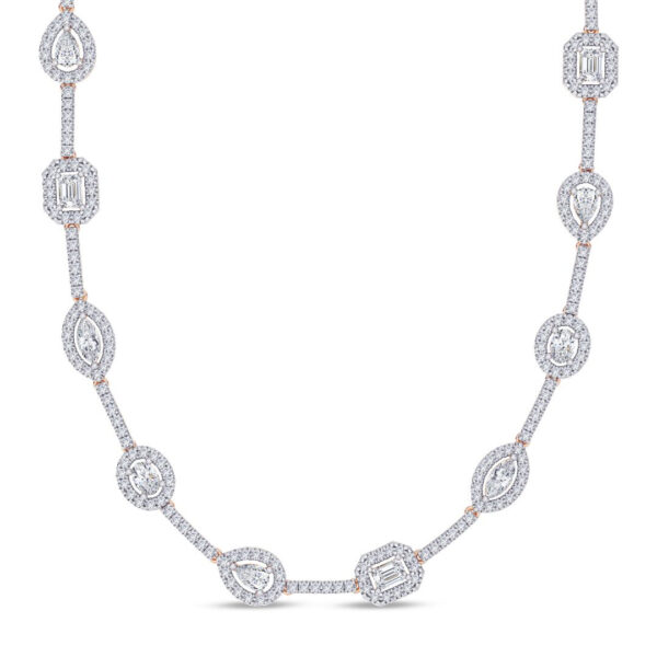 Fancy Dewdrops Halo Diamond Necklace