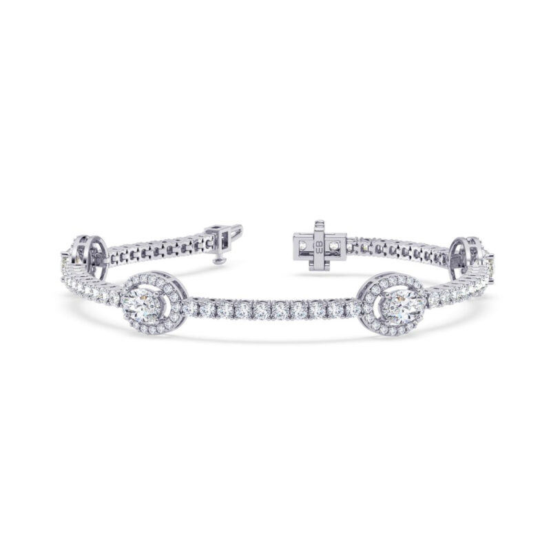 Oval Halo Station Tennis Bracelet