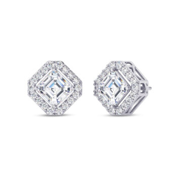 Striking Asscher Halo Earring