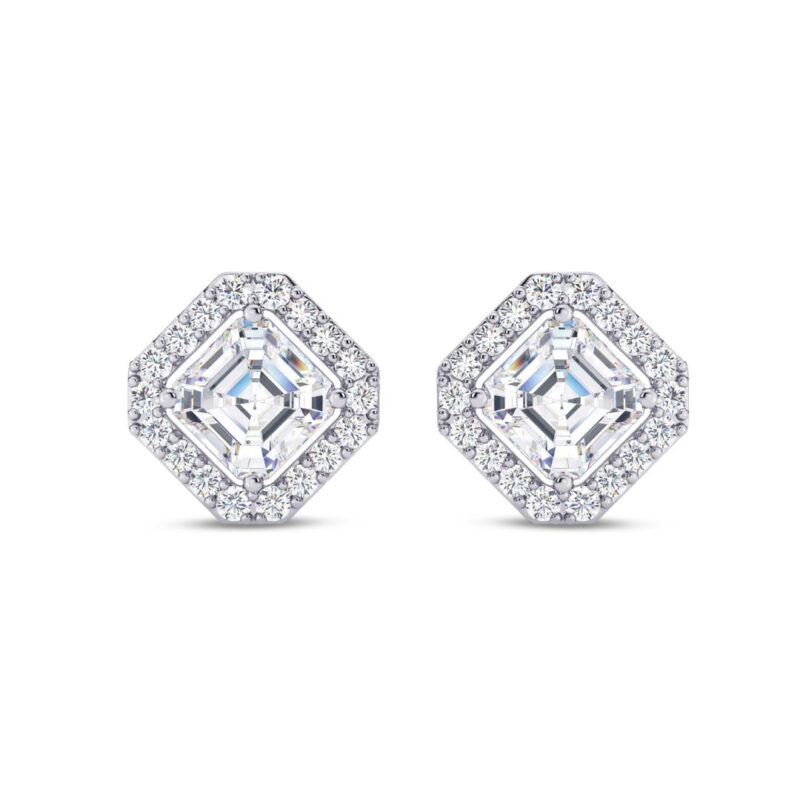 Striking Asscher Halo Earring