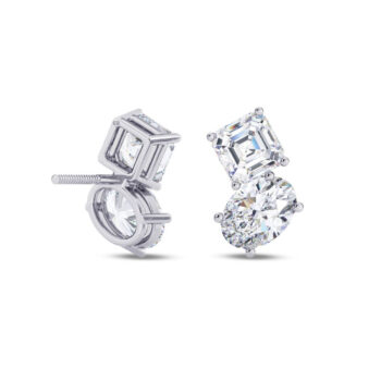 Asscher & Oval Two Stone Earring