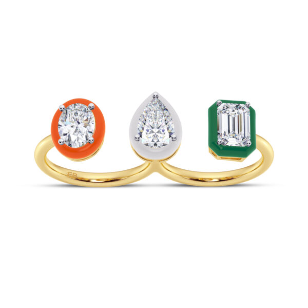 Tricolour Two Finger Ring