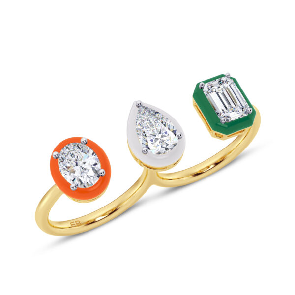 Tricolour Two Finger Ring