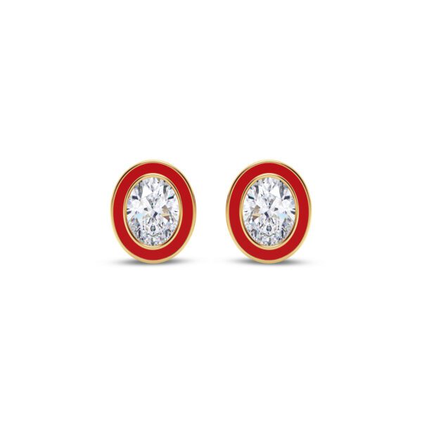 Red 1 ct each Oval Earring