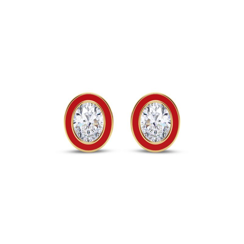 Red 1 ct each Oval Earring