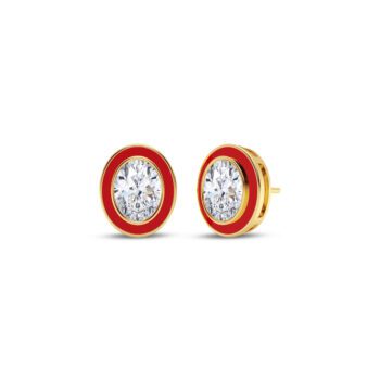 Red 1 ct each Oval Earring