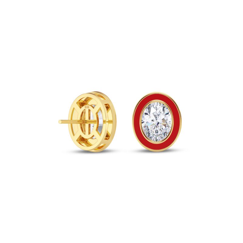 Red 1 ct each Oval Earring